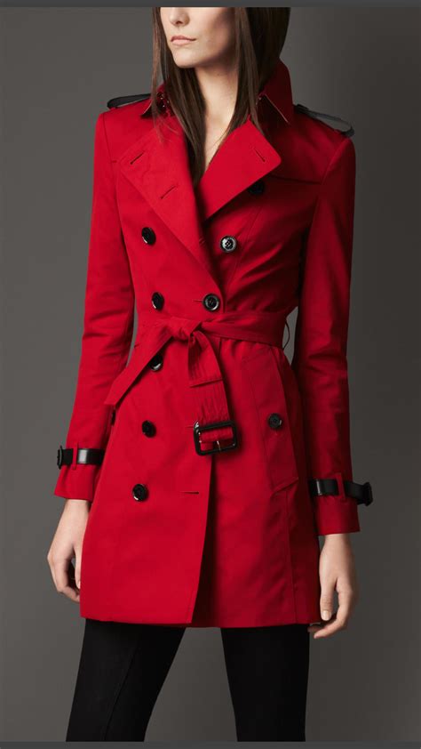 red burberry coat